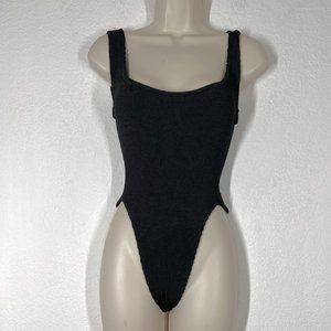 Hunza Black One Piece Crinkle Swimsuit